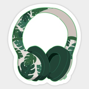 Monstera Headphones Sticker